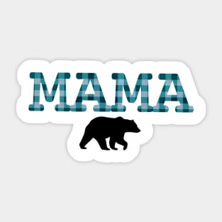 Mama Bear Light Blue Check Sticker